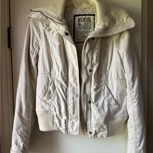 Ruehl No.925 White Bomber Jacket with Quilted Insulation